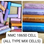 Scrap NMC 18650 lithium-ion battery cells collected for recycling.